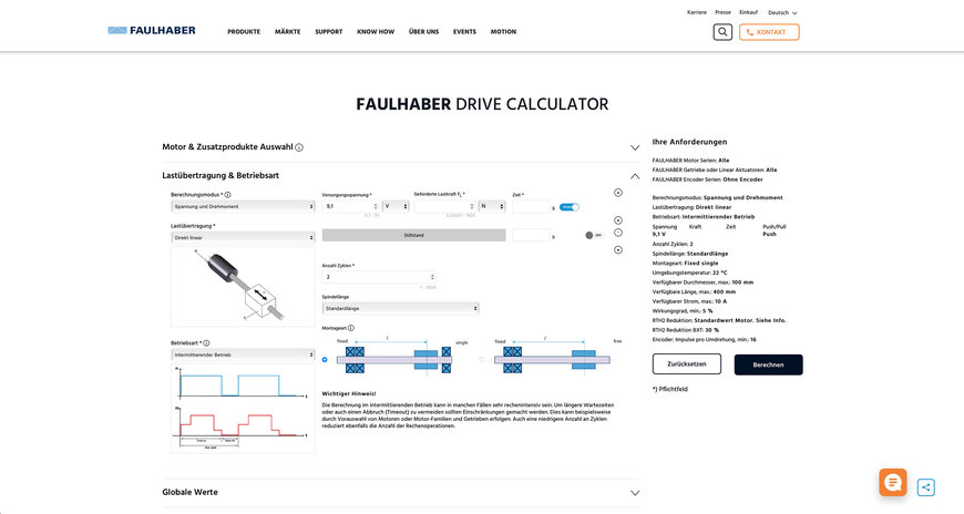 FAULHABER DRIVE CALCULATOR 